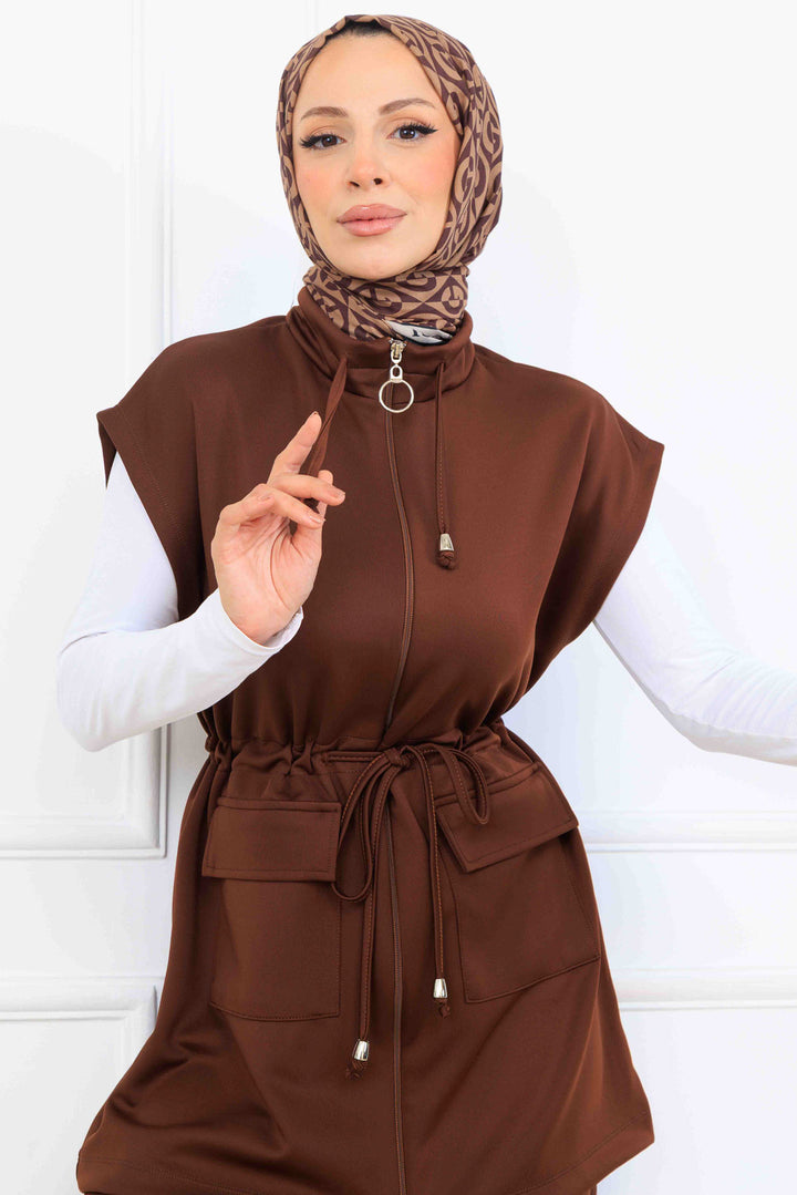 BNG Women Brown Belted Scuba Two Piece Set N5375 - Saint-Chamond