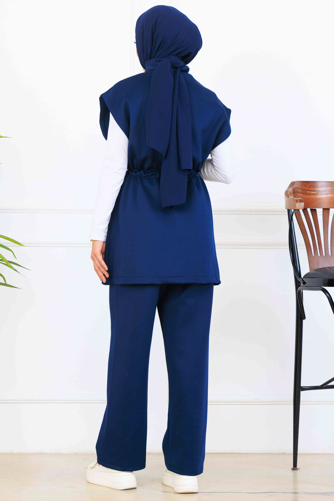 BNG Women N5375 Navy Belted Scuba Two-Piece Suit - Babruysk