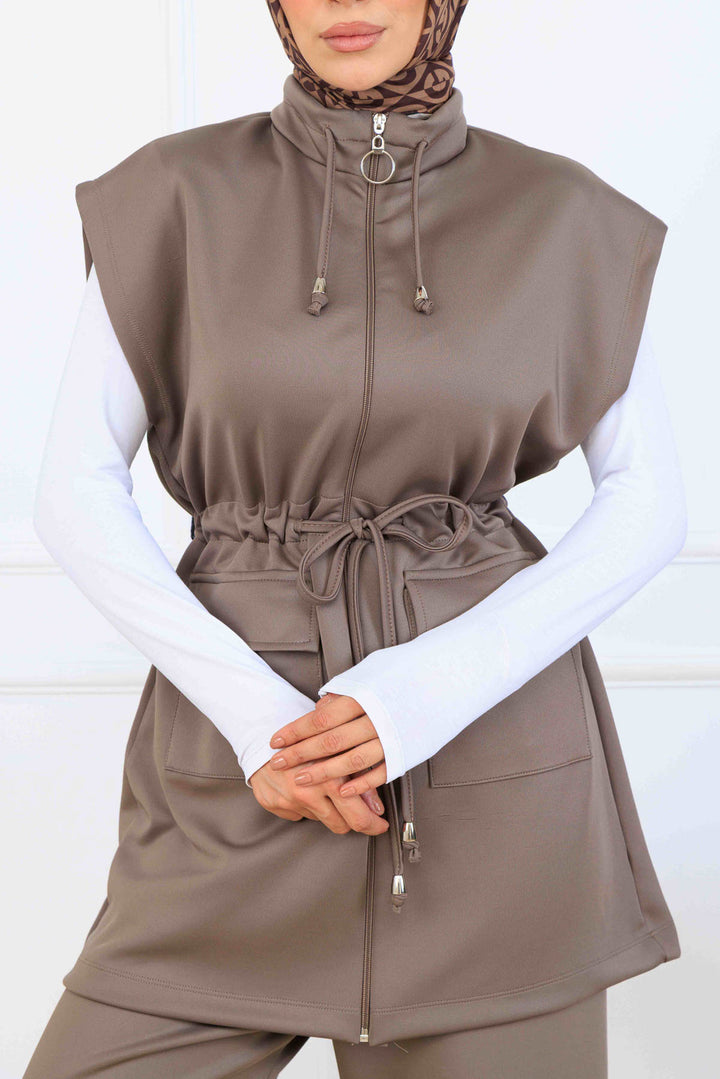 BNG Women Belted Scuba Two Piece Set N5375 Mink - Finchley