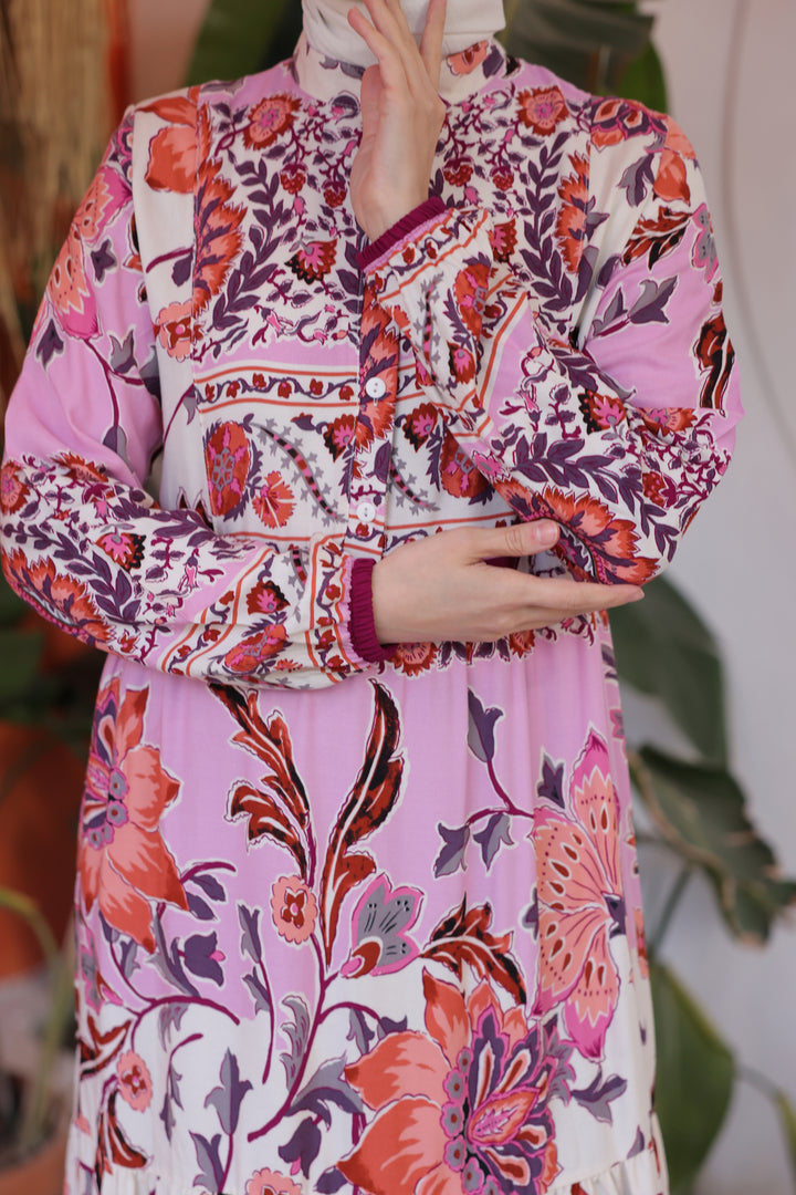 BNG Women Floral Patterned Viscose Dress Pink - Clermont