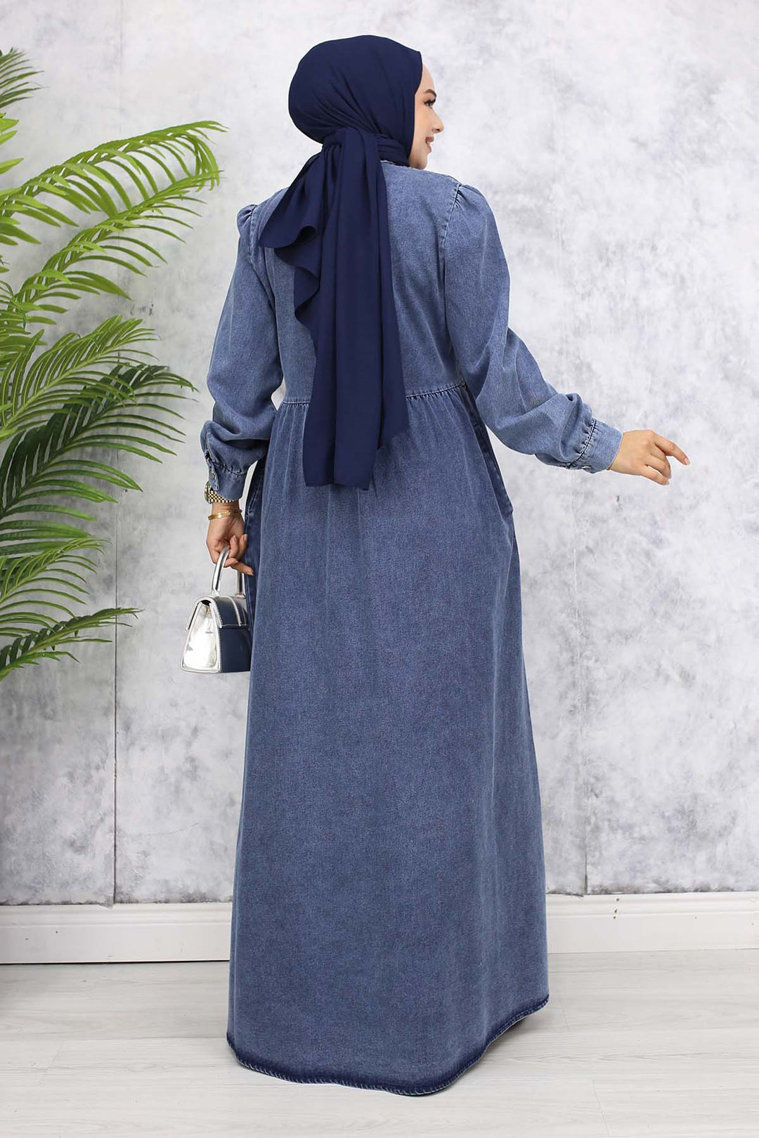 BNG Women Front Pocket Detailed Half Buttoned Denim Dress Navy 845 - Axochiapan