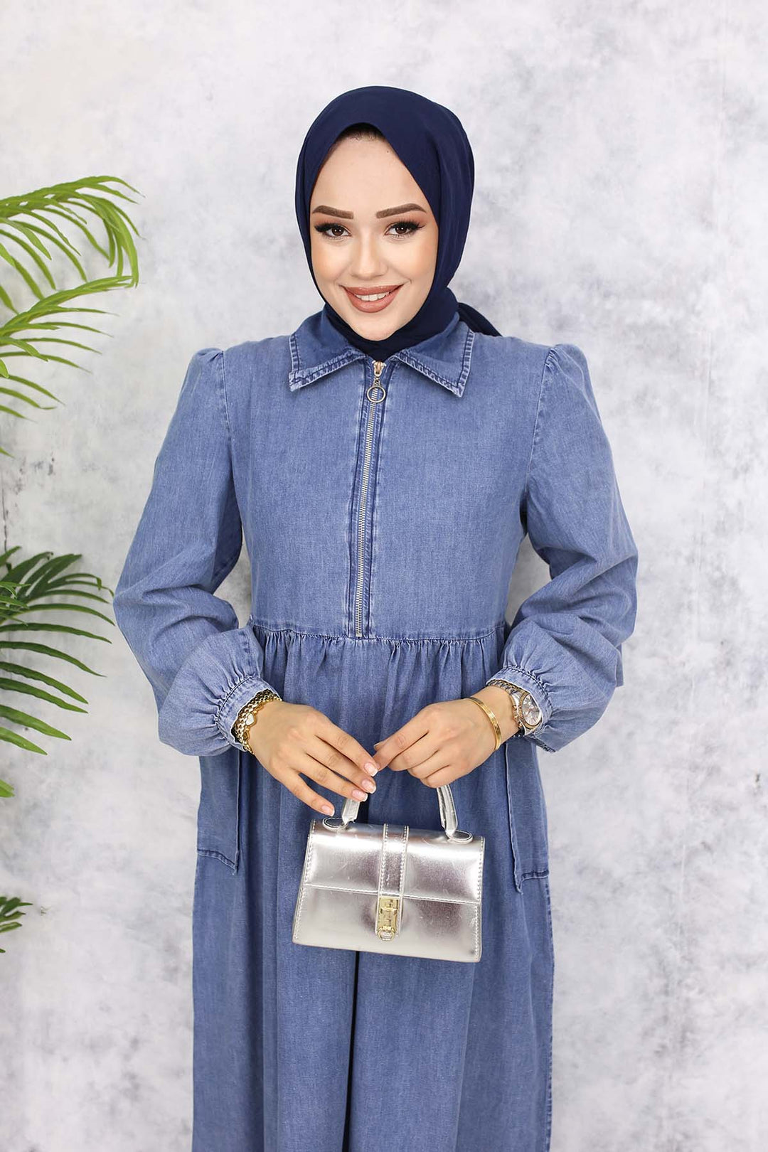 BNG Women Half-Zip Pocketed Denim Dress - Blue 820 - Freiberg