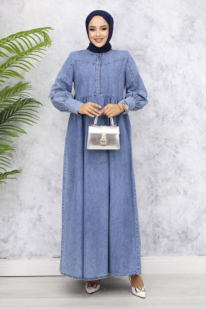 BNG Women Metal Button Denim Dress - Blue 823 - Düsseldorf