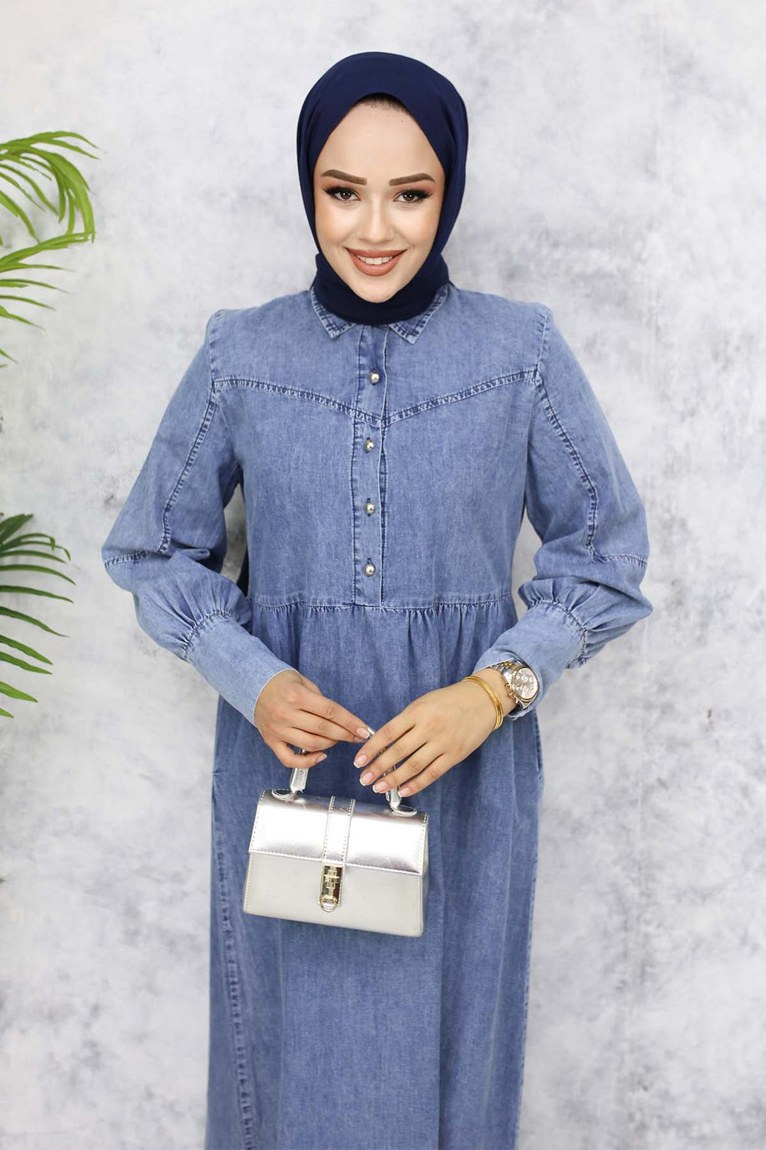 BNG Women Metal Button Denim Dress - Blue 823 - Düsseldorf