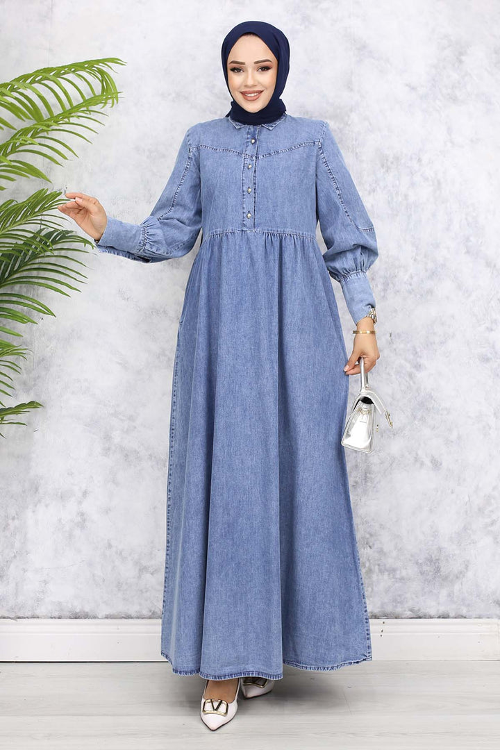 BNG Women Metal Button Denim Dress - Blue 823 - Düsseldorf
