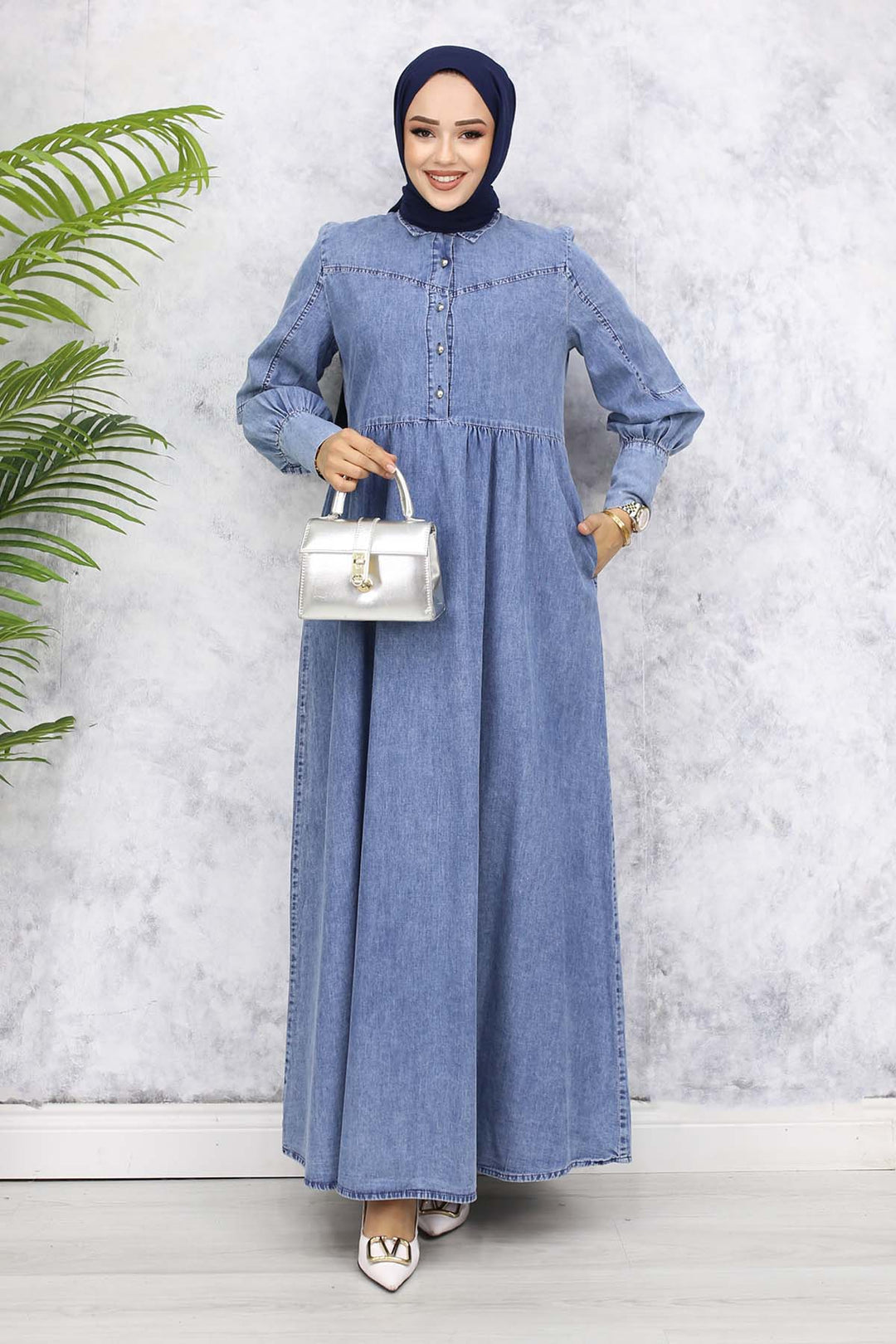 BNG Women Metal Button Denim Dress - Blue 823 - Düsseldorf