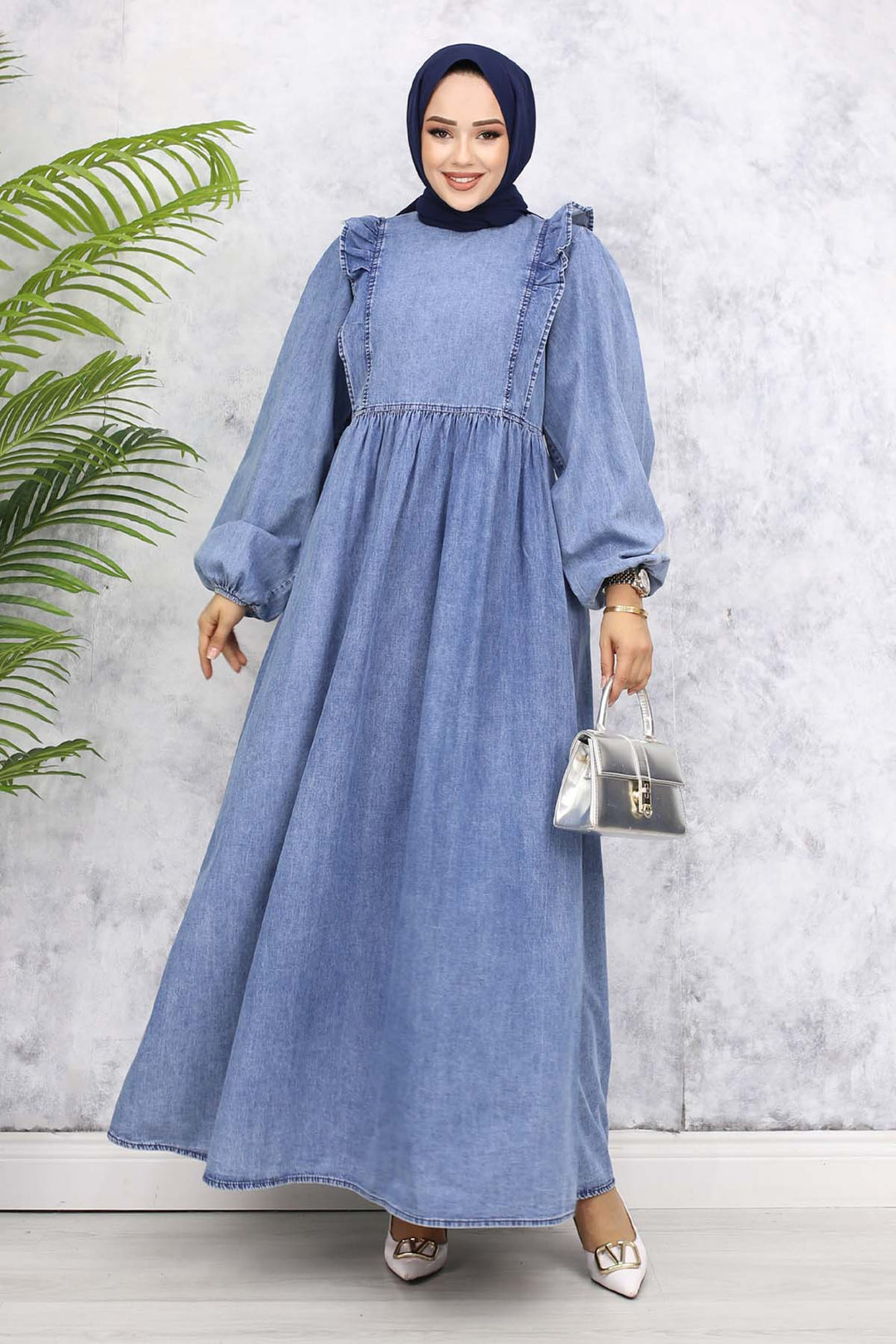 BNG Women Ruffle Detail Denim Dress - Blue 837 - Varese