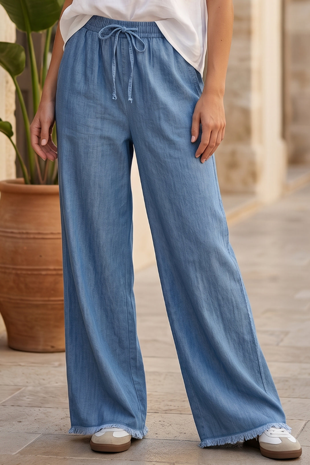 BNG Women Beli Lastikli Kot Pantolon A453 Mavi - Lake Havasu City