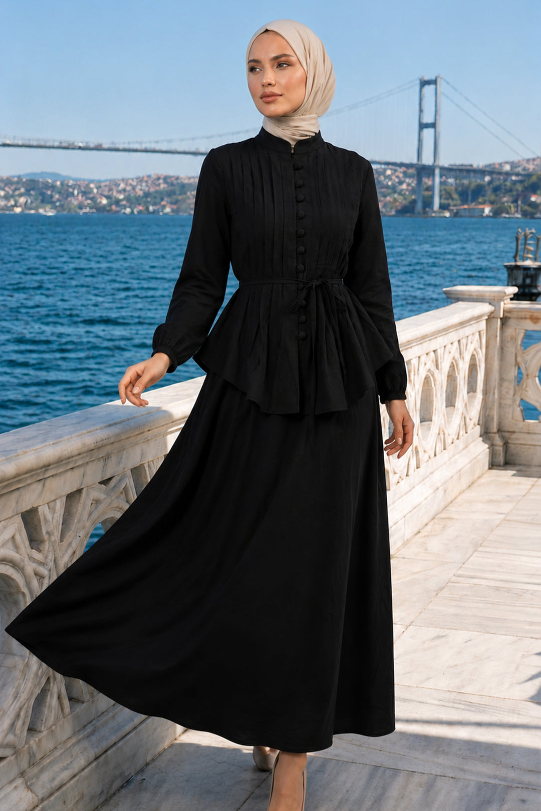 BNG Women Kemerli Etek Takım A940 Siyah - Lancaster