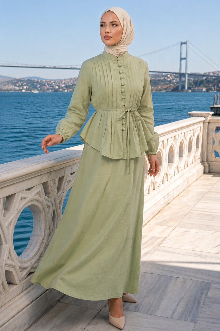 BNG Women Kemerli Etek Takım A940 Yeşil - Lehrte