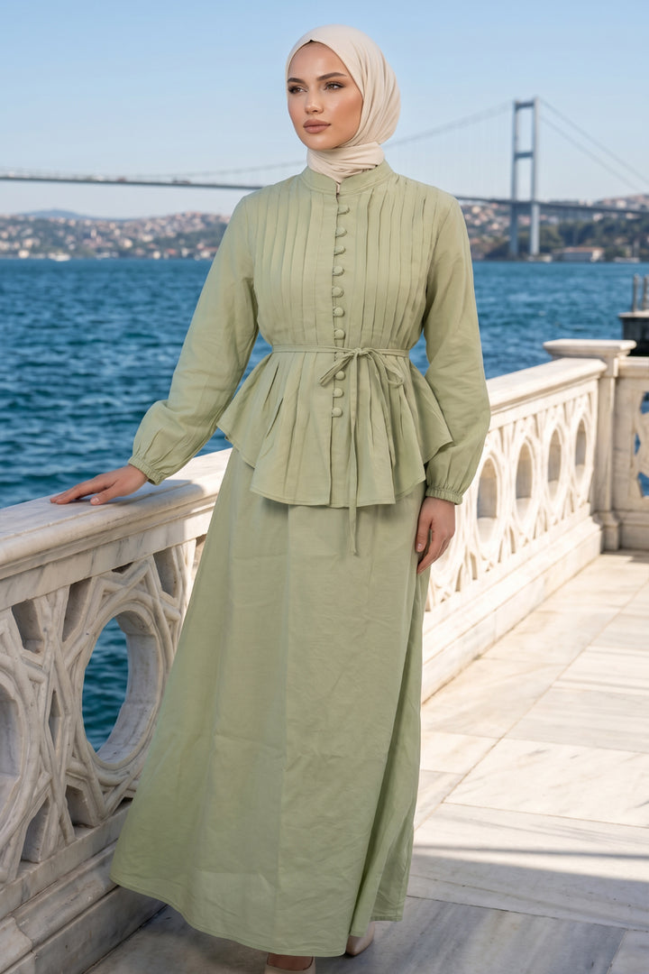 BNG Women Kemerli Etek Takım A940 Yeşil - Lehrte