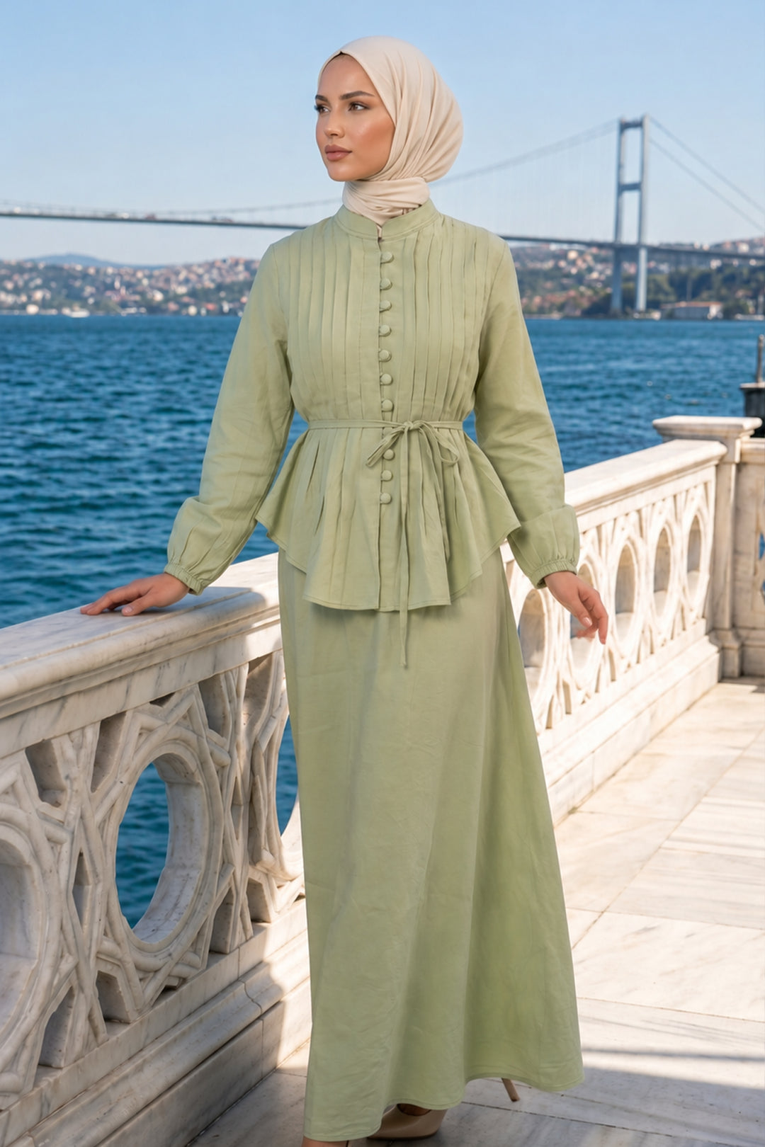 BNG Women Kemerli Etek Takım A940 Yeşil - Lehrte