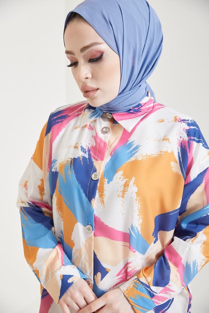 BNG Women Patterned Hijab Shirt Mustard - Clermont