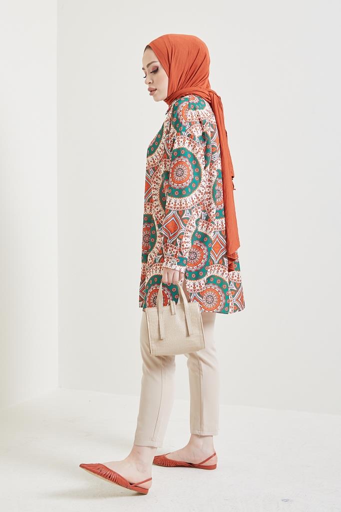 BNG Women Patterned Hijab Shirt Terracotta - Clermont