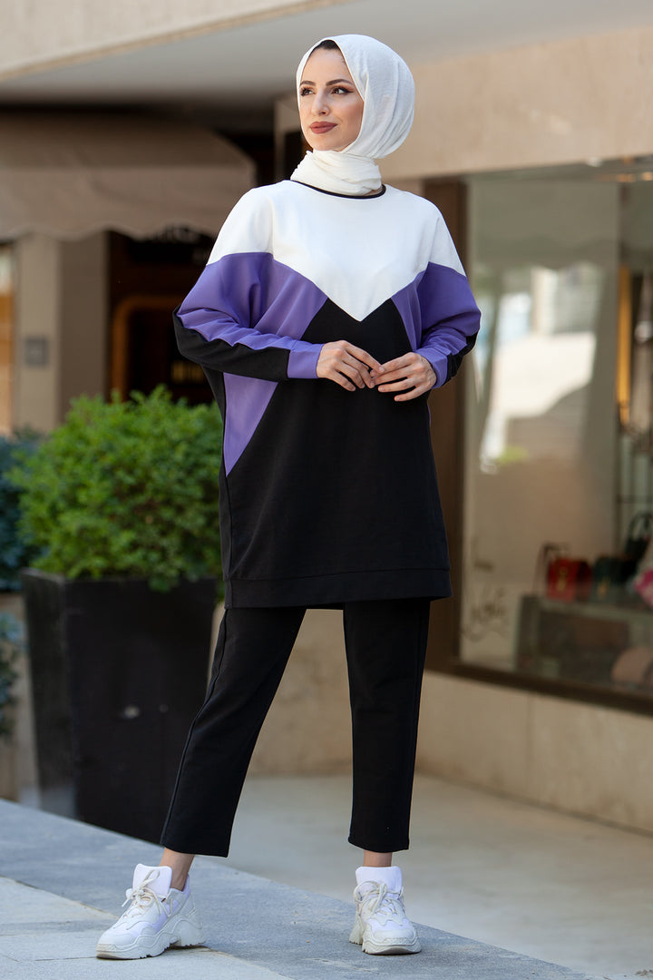 BNG Women Two-Piece Patchwork Outfit - Lilac - Clermont