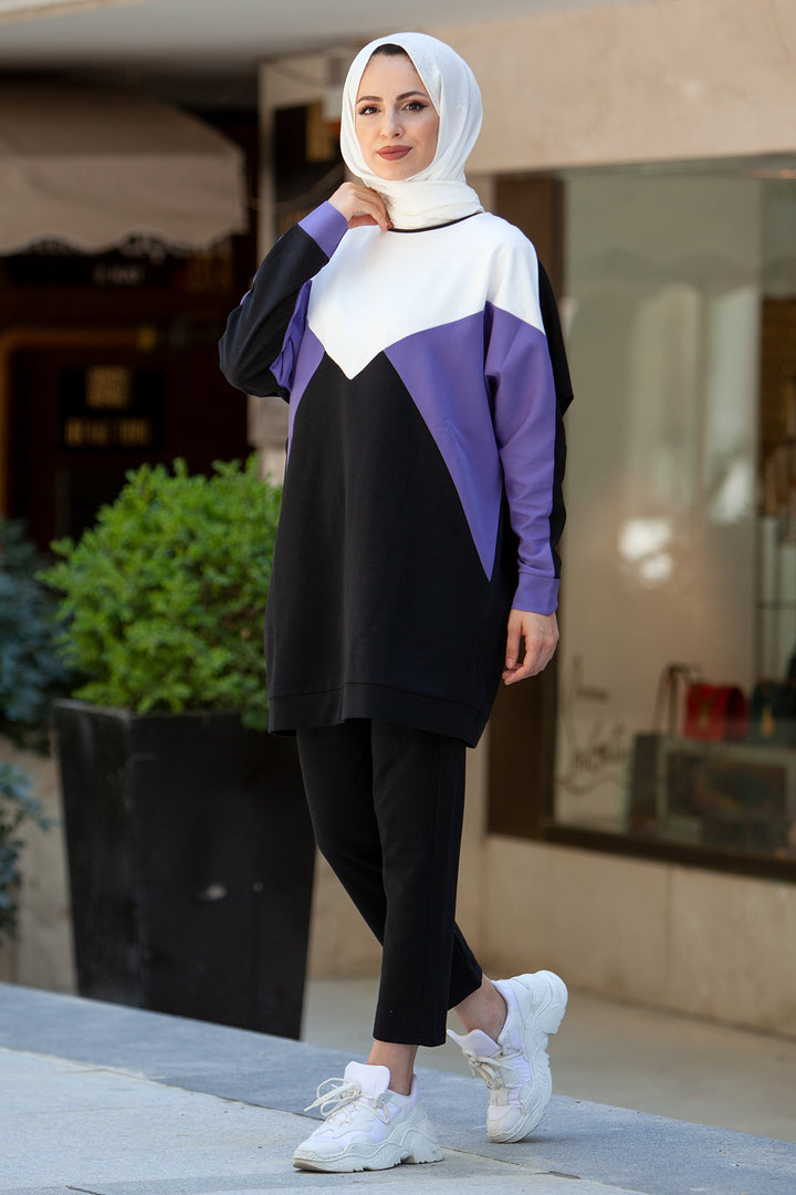 BNG Women Two-Piece Patchwork Outfit - Lilac - Clermont