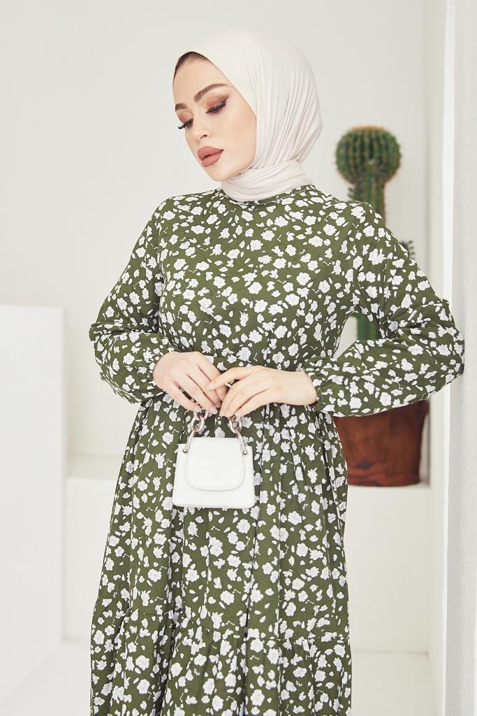 BNG فستان نسائي بنمط ديزي كاكي - كليرمون