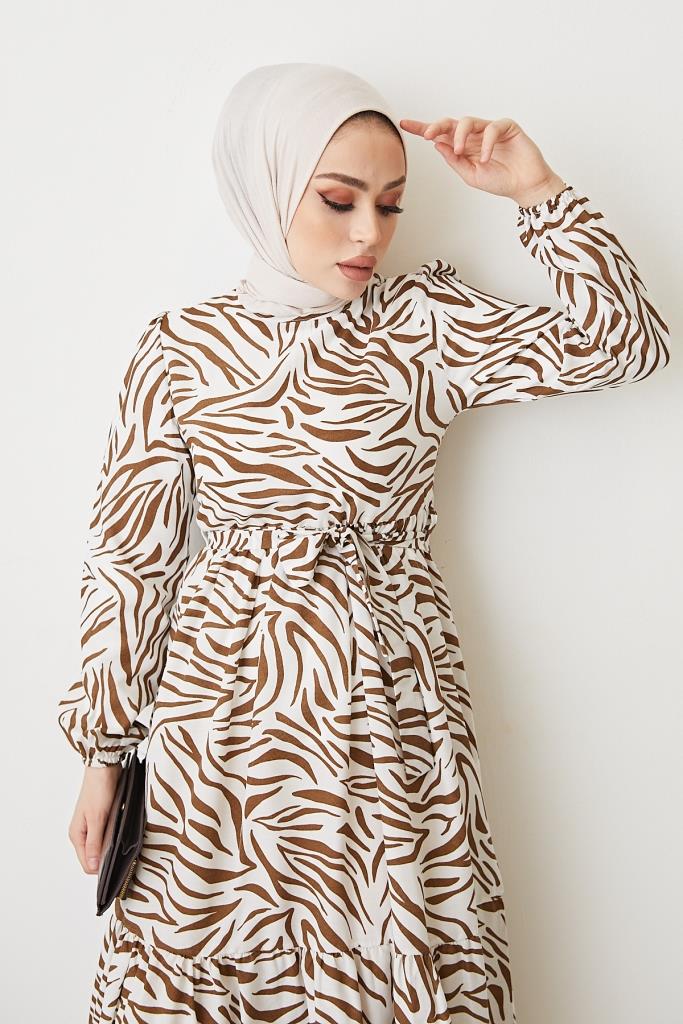BNG Women Zebra Pattern Dress Brown - Clermont