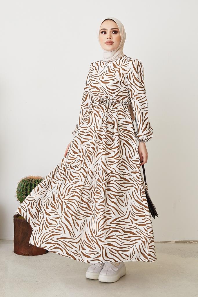 BNG Women Zebra Pattern Dress Brown - Clermont