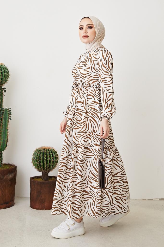 BNG Women Zebra Pattern Dress Brown - Clermont