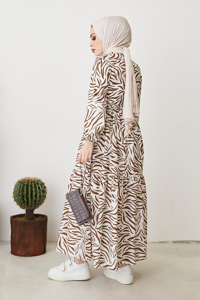 BNG Women Zebra Pattern Dress Brown - Clermont