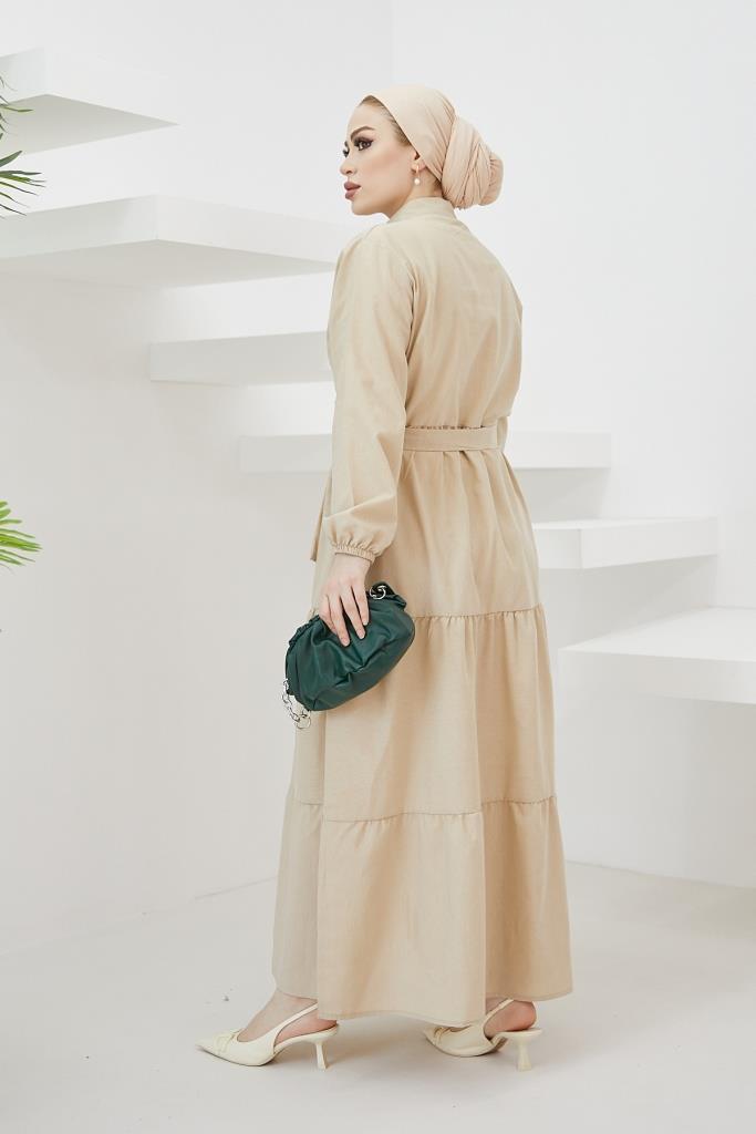 BNG Women Shirt Collar Buttoned Hijab Dress Stone - Clermont