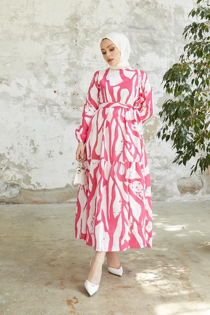 BNG Women Patterned Hijab Dress Fuchsia - Clermont