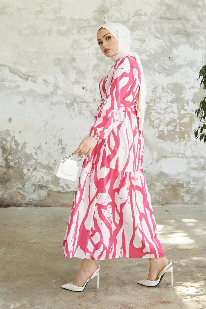 BNG Women Patterned Hijab Dress Fuchsia - Clermont
