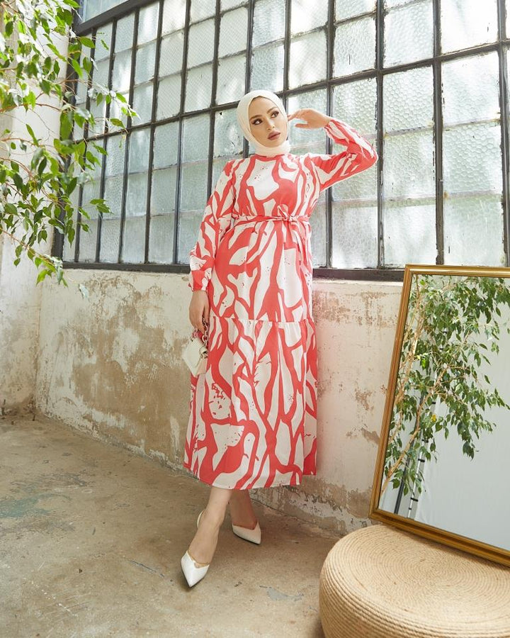 BNG Women Patterned Hijab Dress Pomegranate Flower - Clermont