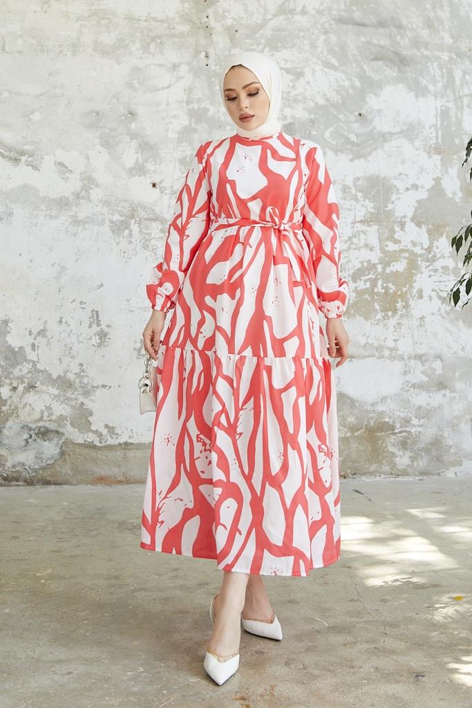 BNG Women Patterned Hijab Dress Pomegranate Flower - Clermont