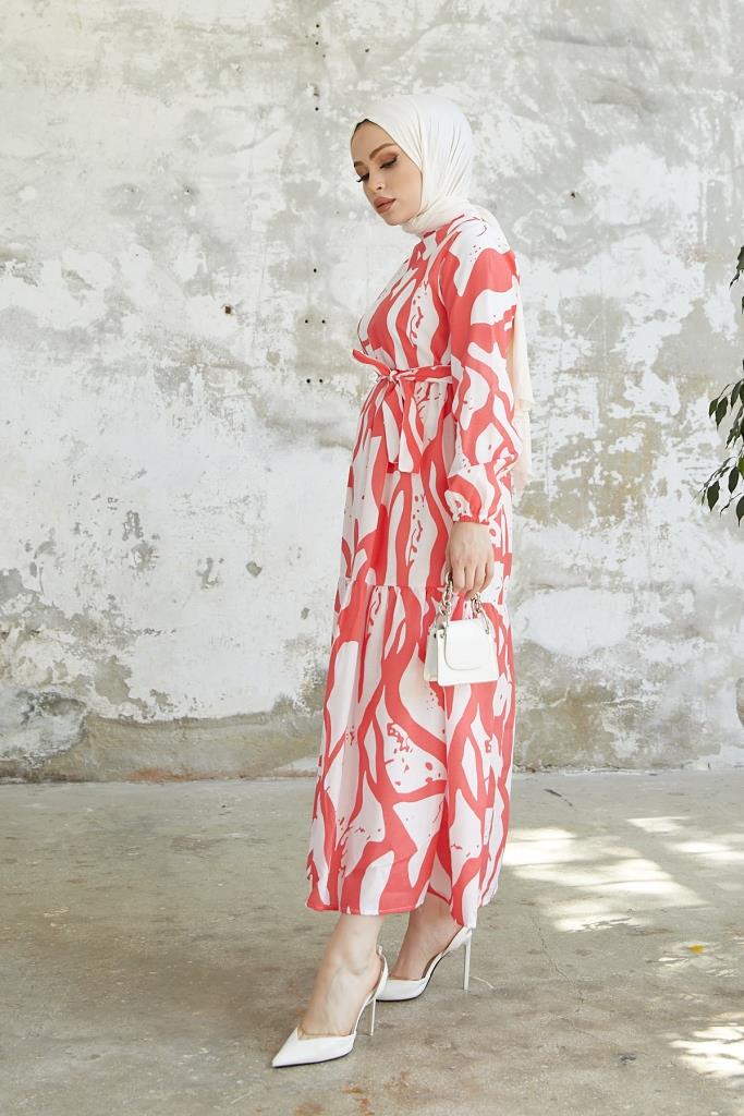 BNG Women Patterned Hijab Dress Pomegranate Flower - Clermont