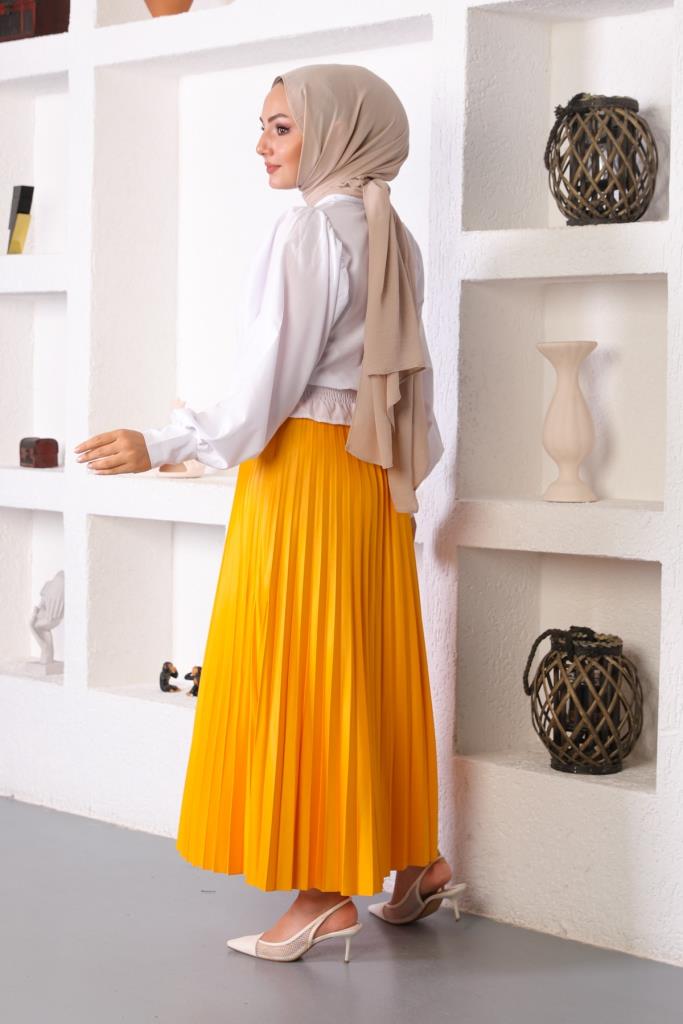 BNG Women Yellow Pleated Skirt with Elastic Waistband - Clermont