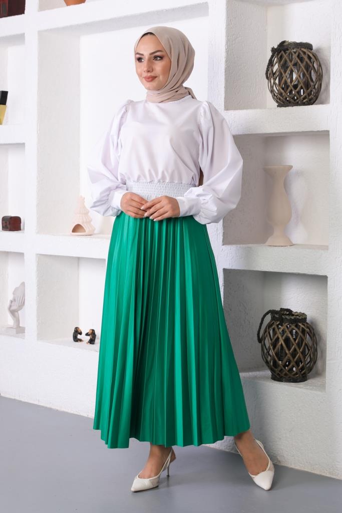 BNG Women Elastic Waist Pleated Hijab Skirt Emerald - Clermont