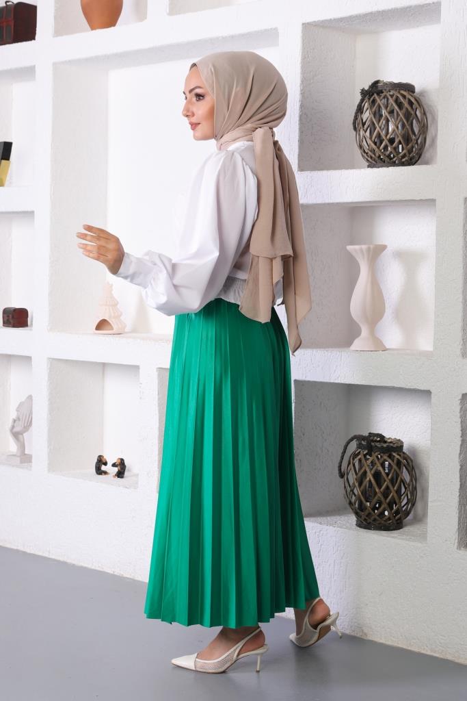 BNG Women Elastic Waist Pleated Hijab Skirt Emerald - Clermont