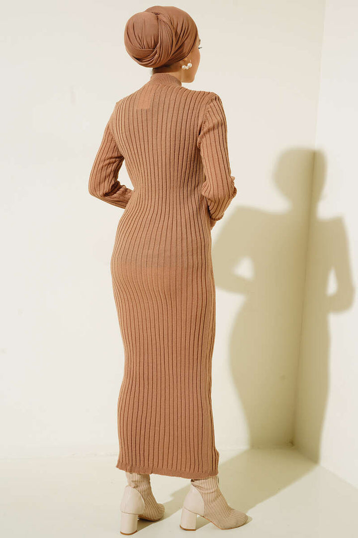 BNG Women Half Neck Knit Dress Camel - Clermont