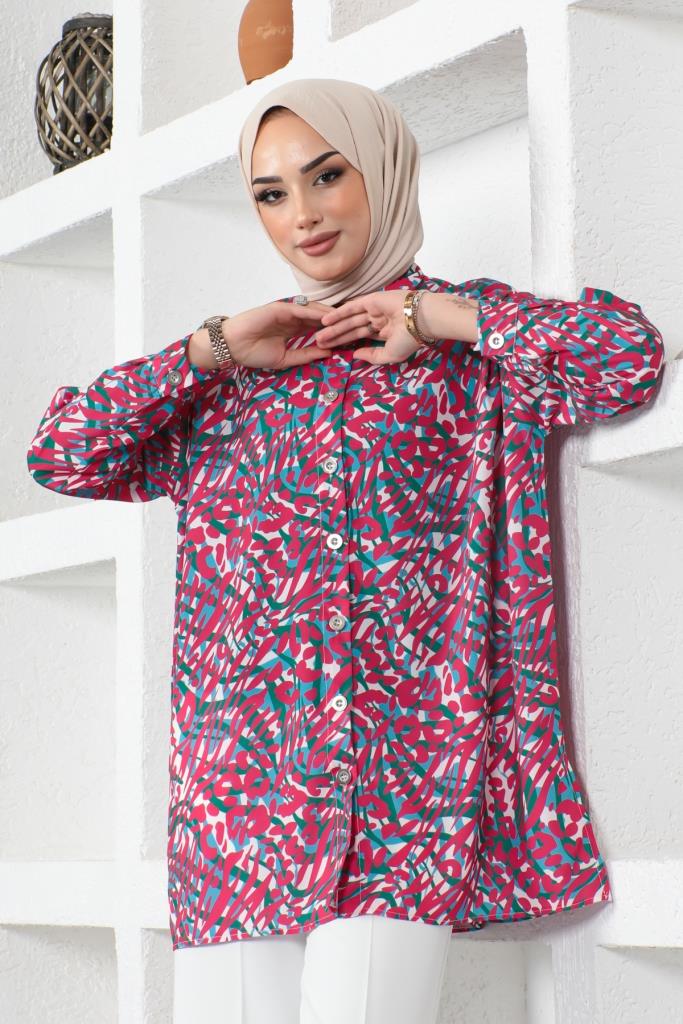 BNG Women Patterned Hijab Shirt Green - Clermont