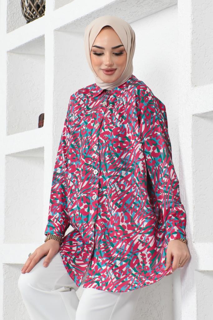 BNG Women Patterned Hijab Shirt Green - Clermont