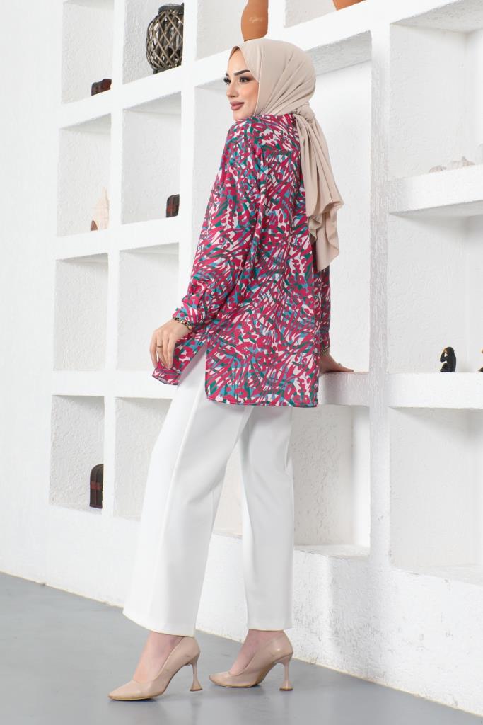 BNG Women Patterned Hijab Shirt Green - Clermont