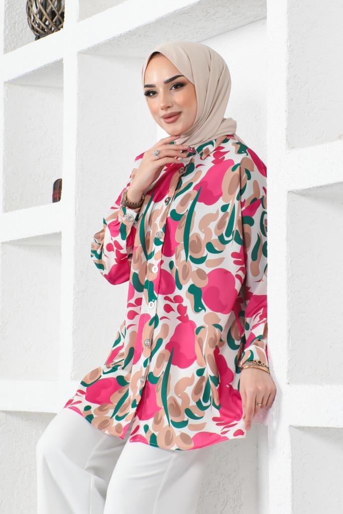 قميص حجاب نسائي منقوش من BNG فوشيا - كليرمونت