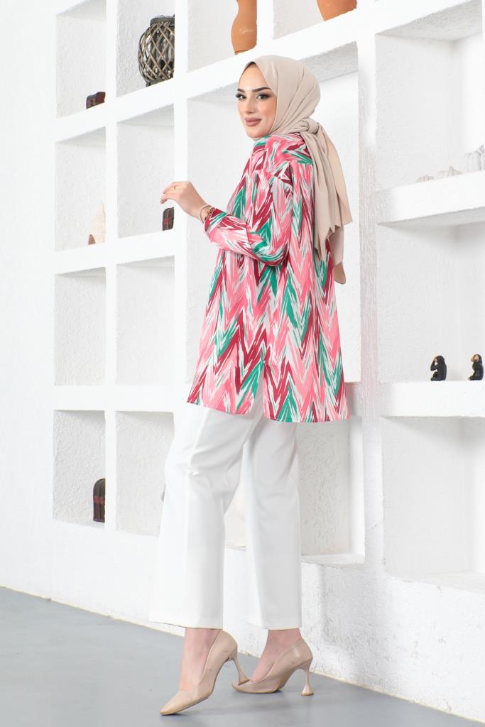 BNG Women Patterned Hijab Shirt Fuchsia - Clermont