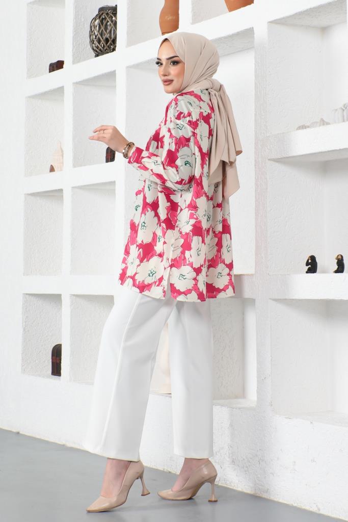 BNG Women Patterned Hijab Shirt Fuchsia - Clermont