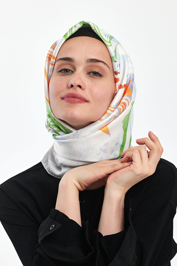 BNG وشاح نسائي منقوش رمادي - كليرمونت