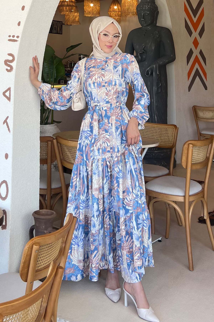 BNG Women Patterned Hijab Dress Indigo 500 - Laval