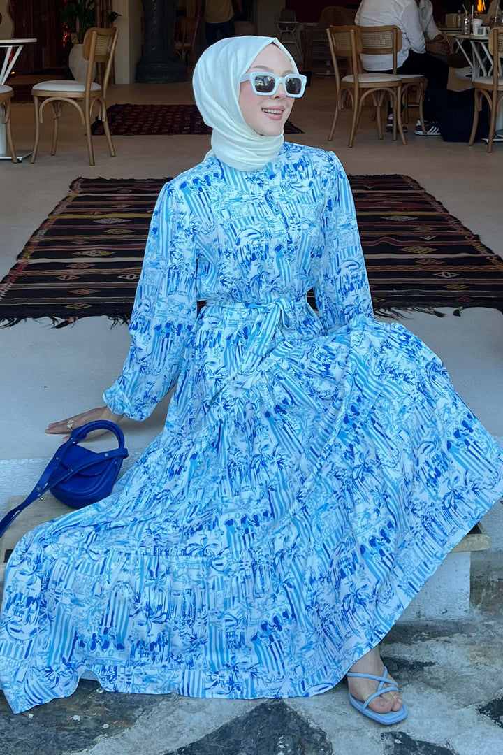 BNG Women Patterned Hijab Dress Blue 501 - Porterville