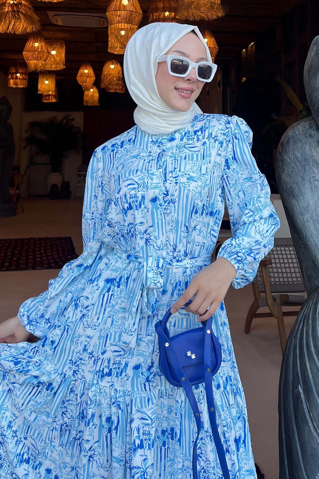 BNG Women Patterned Hijab Dress Blue 501 - Porterville