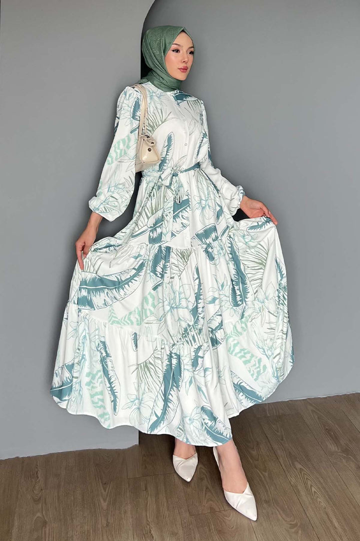 BNG Women Patterned Hijab Dress Çağla 504 - Foggia