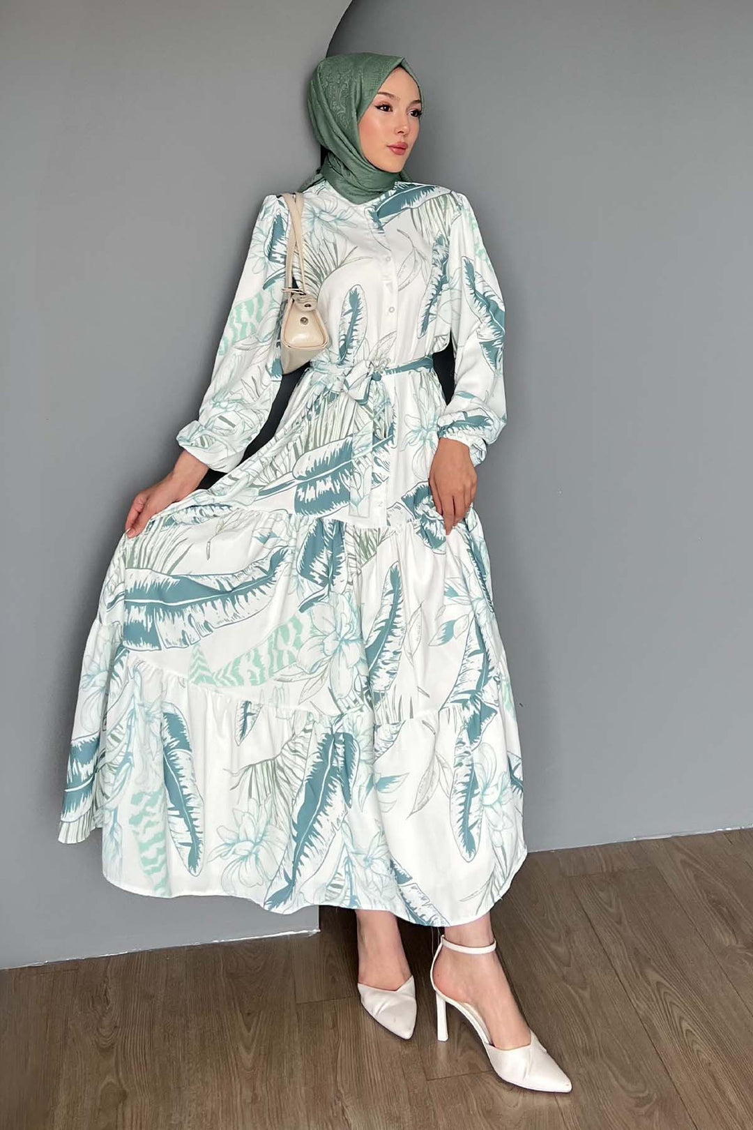 BNG Women Patterned Hijab Dress Çağla 504 - Foggia