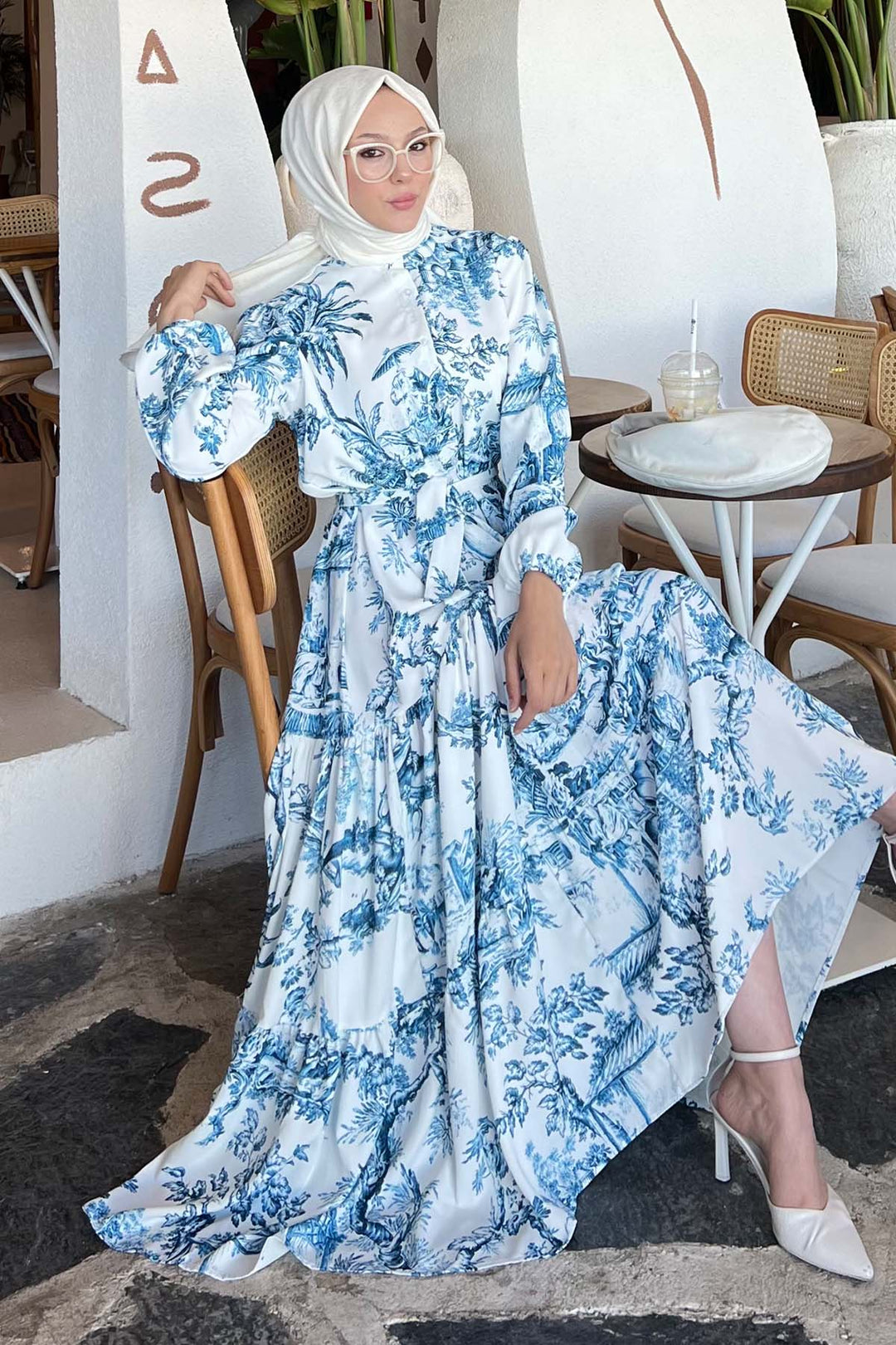 BNG Women Patterned Hijab Dress Navy Blue 506 - Pomigliano d’Arco