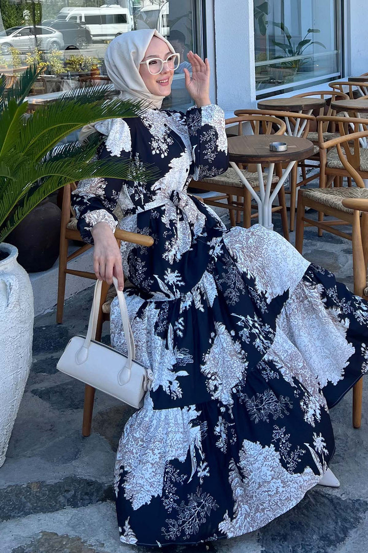 BNG Women Patterned Hijab Dress Black 508 - Catonsville