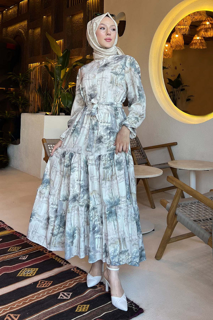 BNG Women Patterned Hijab Dress Çağla 510 - Mission Viejo